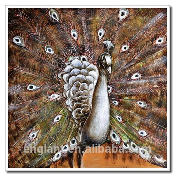 348x350 Handmade Peacock Oil Painting On Canvas - Peacock Oil Painting On Canvas
