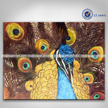 350x350 Wholesale High Quality Modern Hand Painted Canvas Beautiful - Peacock Oil Painting On Canvas