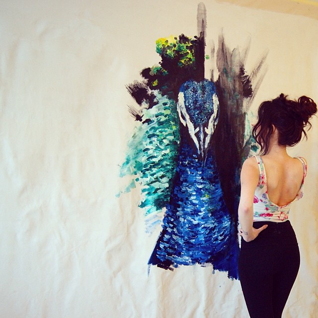 640x640 Huge Peacock Oil Painting The Katy Jade Dobson - Peacock Painting