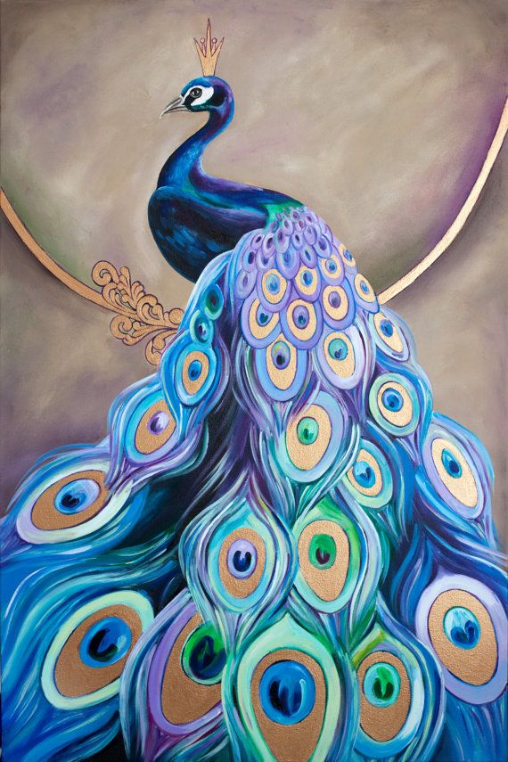 570x855 Peacock Painting By Inna Bagaeva. 36 X 24 X 1.5 By Juissip On Etsy - Peacock Painting