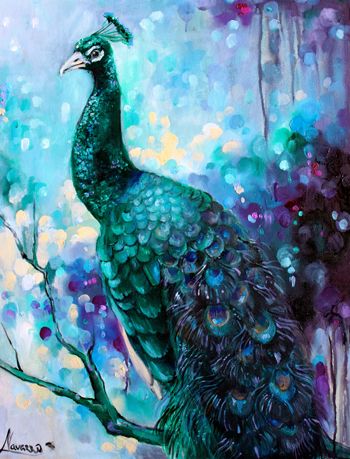 350x459 Peacock Painting Black Prince Peacock Painting - Peacock Painting