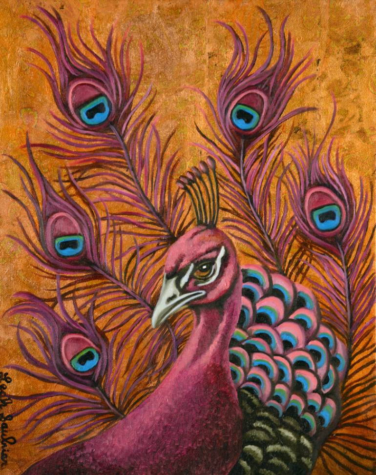 770x973 Saatchi Art Pink Peacock Painting By Leah Saulnier - Peacock Painting