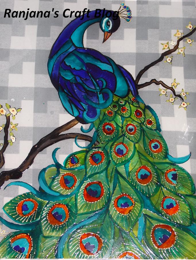 683x904 Glass Painting A New Art Learnt Ranjana's Craft Blog - Peacock Painting Designs