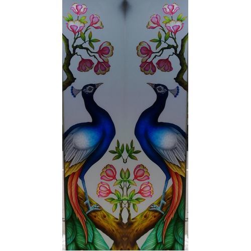 500x500 Peacock Design Glass - Peacock Painting Designs