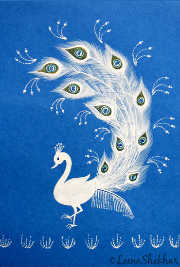 370x550 The Graceful Walk Inspired By Traditional - Peacock Painting Designs