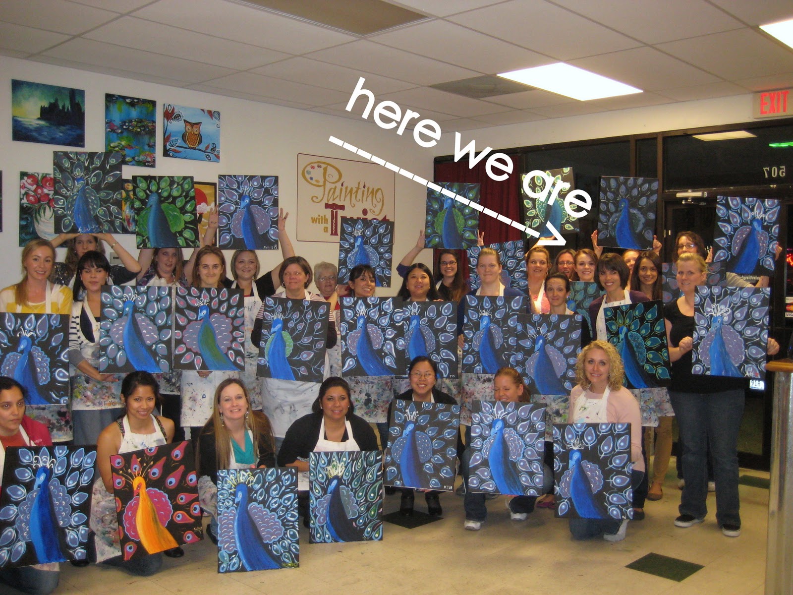 1600x1200 Ladies Night Painting Peacocks - Peacock Painting For Kids