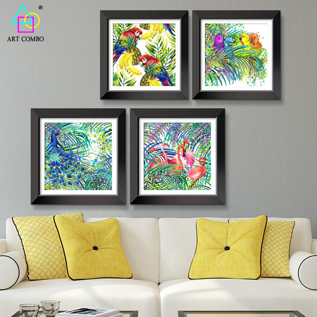 640x640 Modern Modular Picture Animal Parrot Peacock Canvas Painting Wall - Peacock Painting For Kids