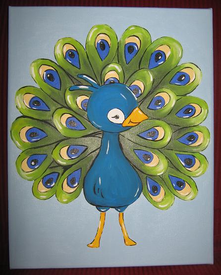 446x555 Simple Peacock Painting On Canvas - Peacock Painting For Kids