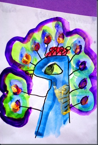 345x508 Smart Class Peacocks, And Aboriginal Art, And Cool Names! - Peacock Painting For Kids