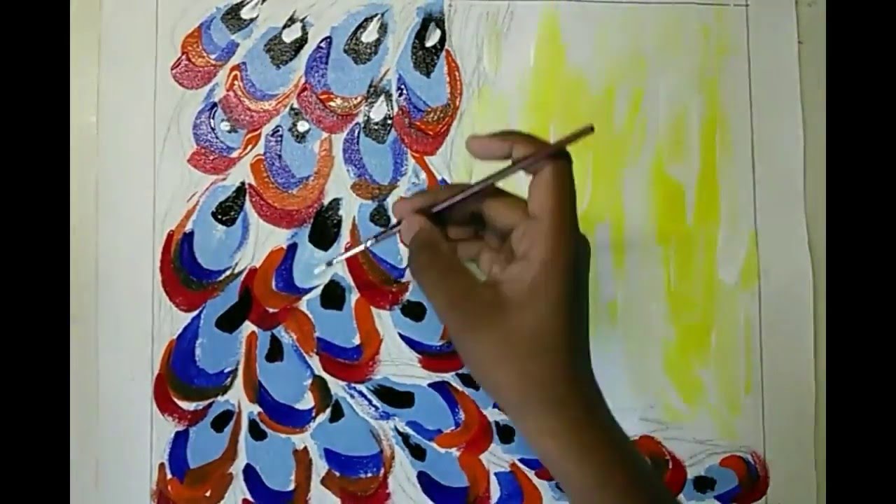1280x720 Peacock Painting On Canvas - Peacock Painting On Canvas