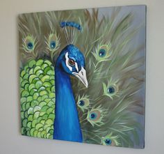 236x221 White Peacock Original Acrylic Painting (Reserved Pinkladibug1 - Peacock Painting On Canvas