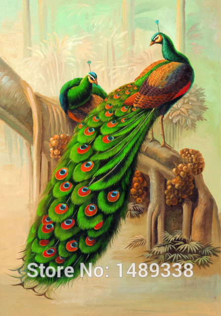 448x640 Free Shipping High Quality Modern Wall Art Peacock Oil Painting - Peacock Painting On Canvas