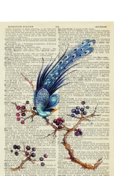 390x600 Peacock Reproduction Print Peacock Artwork, Peacock And Peacock - Peacock Painting Vintage