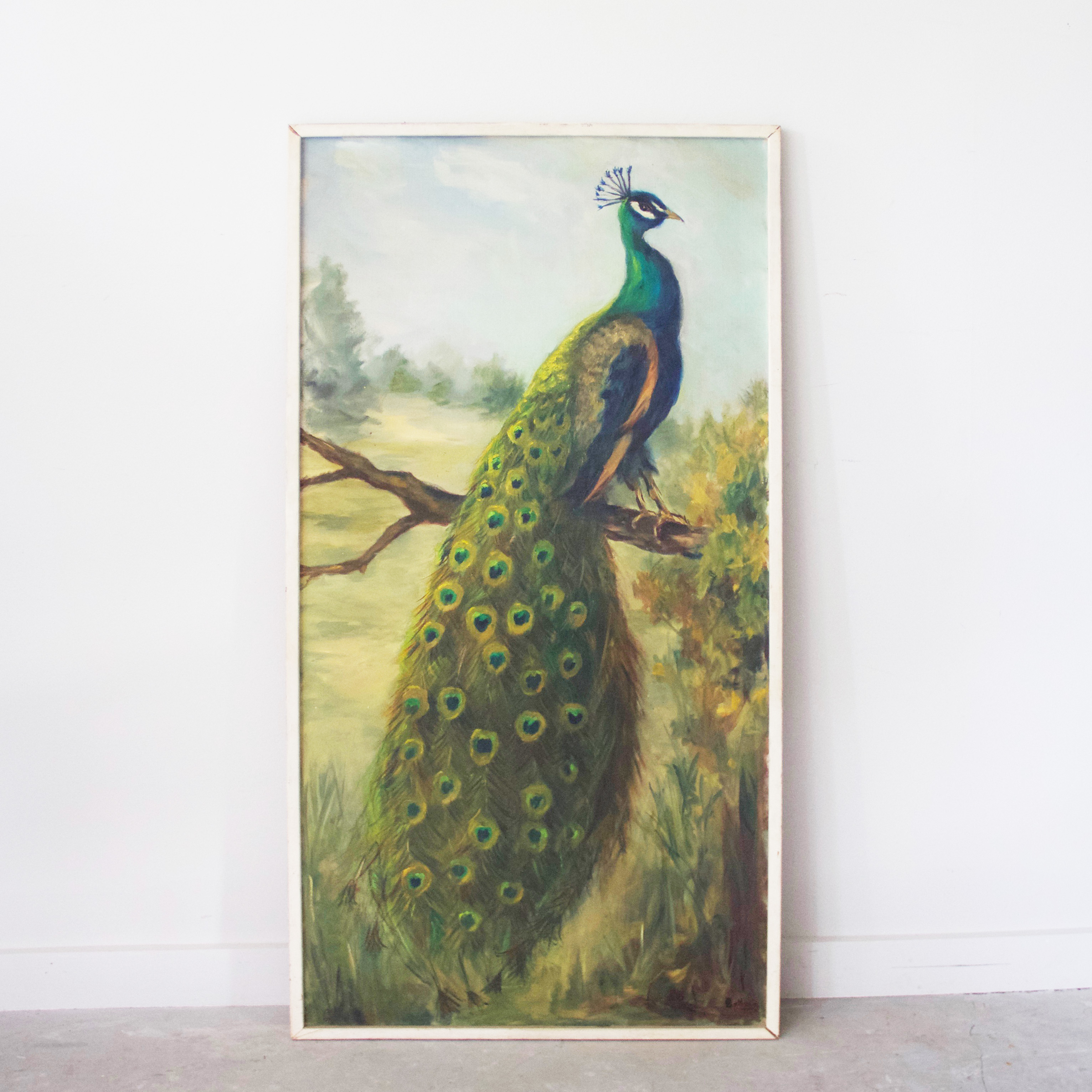 3064x3064 Vintage Framed Peacock Painting Out For Approval - Peacock Painting Vintage