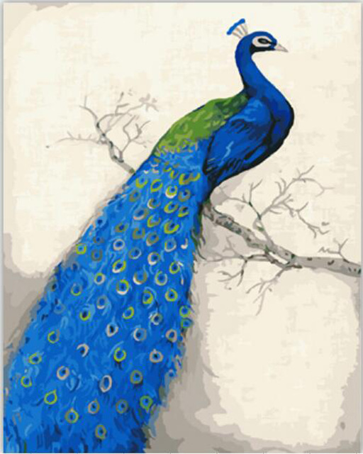 512x640 4050 Blue Peacock Vintage Home Decor Wall Art Pictures Oil - Peacock Painting Vintage