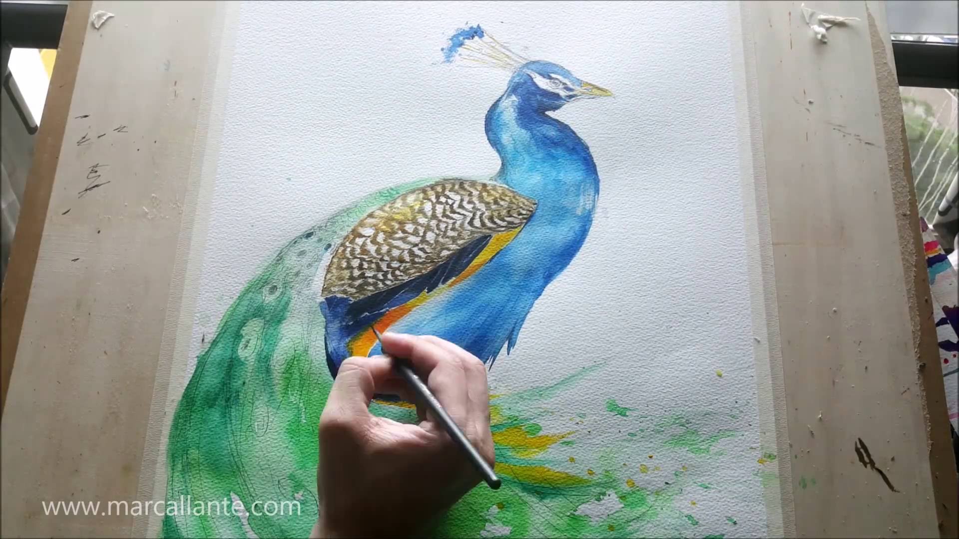 1920x1080 Aphrodite - Peacock Painting Watercolor