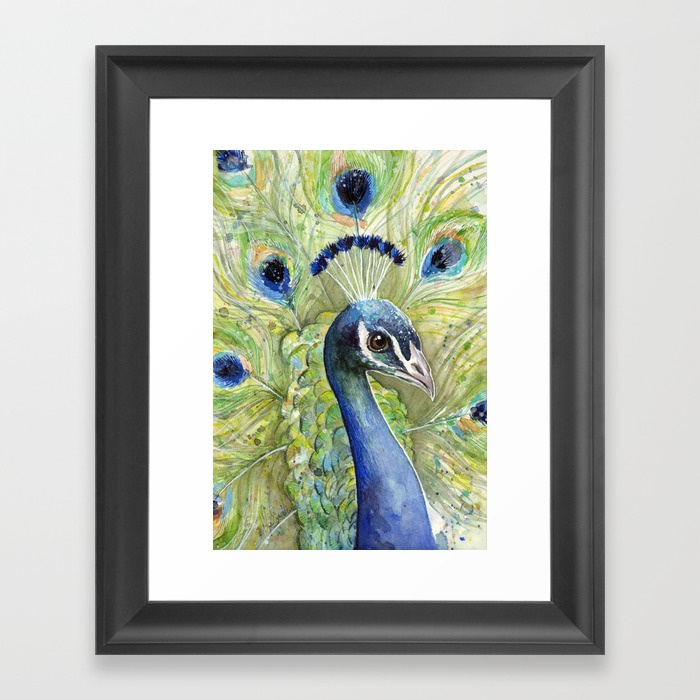 700x700 Peacock Watercolor Painting Exotic Birds Framed Art Print By - Peacock Painting Watercolor