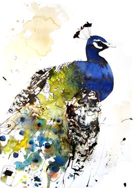 265x375 Saatchi Online Artist Lucy Newton Mixed Media, Peacock - Peacock Painting Watercolor