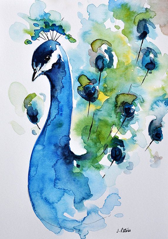 570x808 Original Watercolor Bird Painting, Peacock Painting 6x8 Inch - Peacock Painting Watercolor
