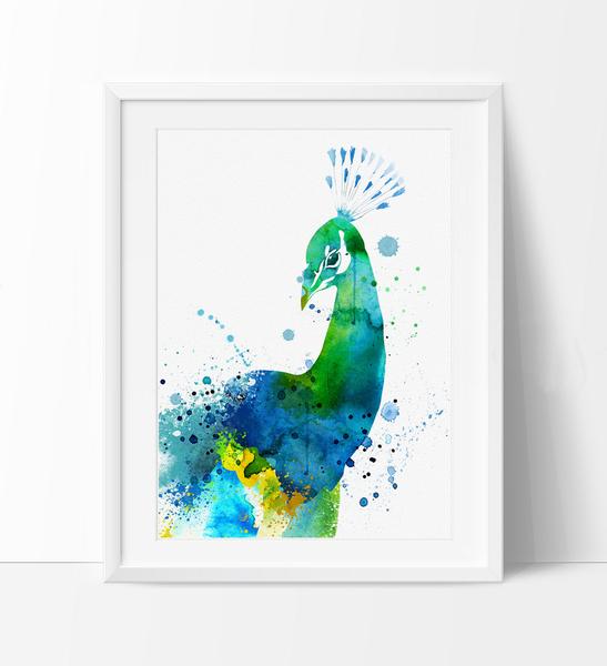 547x600 Peacock Watercolor Painting, Peacock Art, Wall Art Poster,peacock - Peacock Watercolor Painting