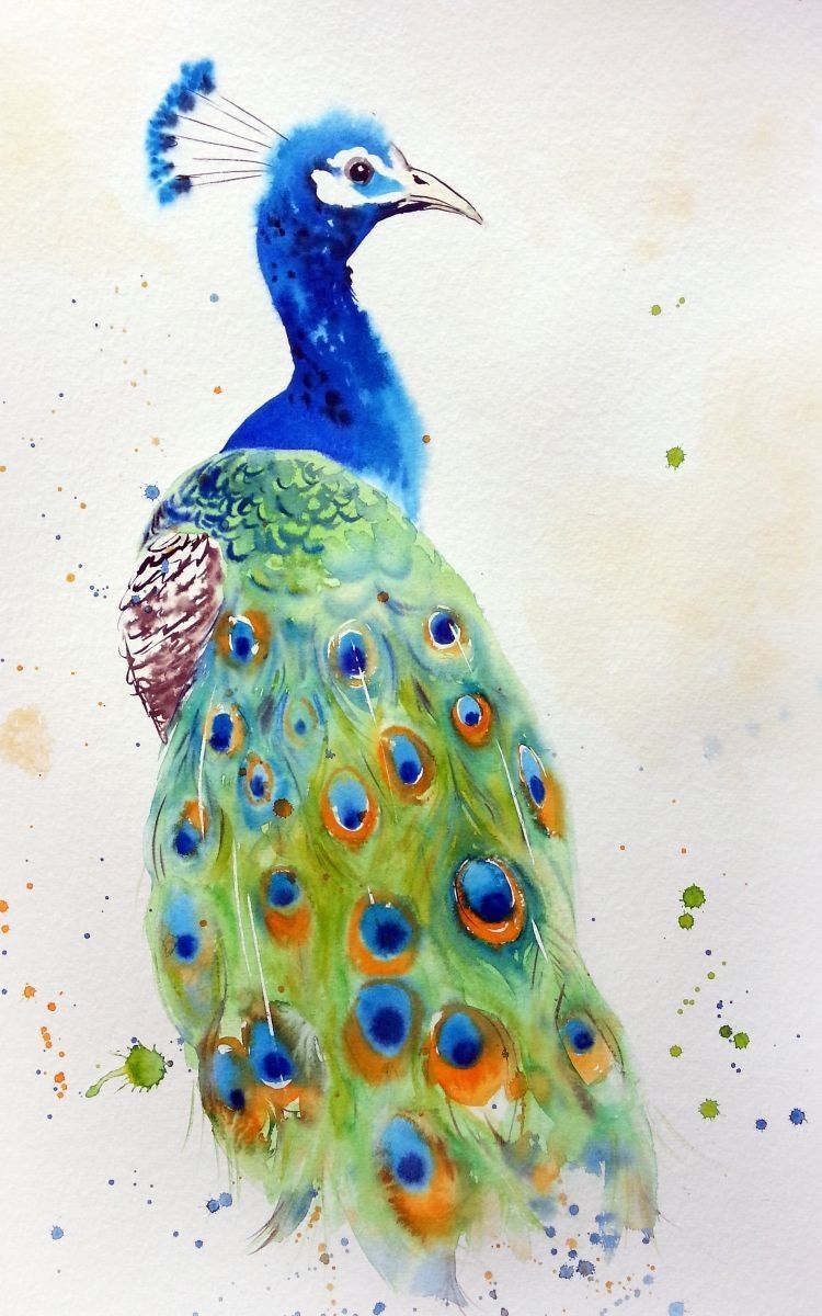 750x1200 Regal Peacock - Peacock Watercolor Painting