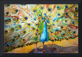 350x241 Stunning Peacock Watercolor Painting Reproductions For Sale - Peacock Watercolor Painting