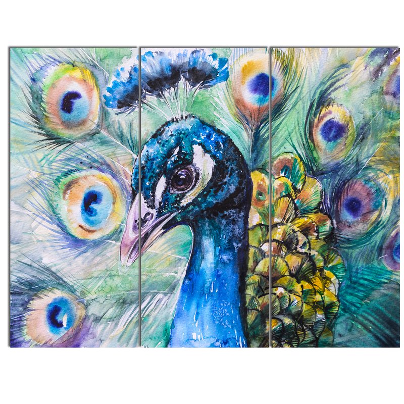 800x800 Designart - Peacock Watercolor Painting