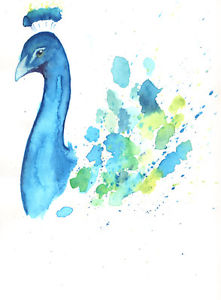 221x300 Original Watercolor Painting Peacock 9 X 12 Ebay - Peacock Watercolor Painting