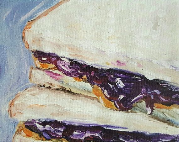 570x453 Pbj Peanut Butter And Jelly Sandwich 8x10 Oil Painting Kitchen - Peanut Painting