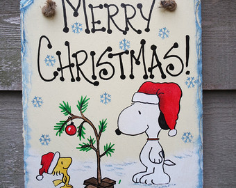 340x270 Christmas Card Set Charlie Brown Christmas Six Greetings - Peanuts Christmas Painting