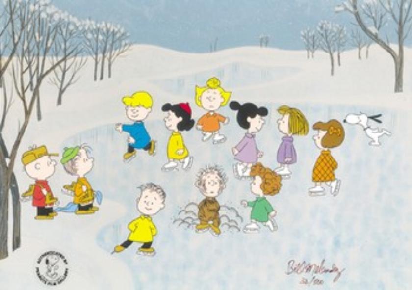 840x591 It's The Great Skate - Peanuts Christmas Painting