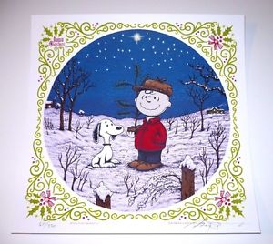 300x268 Marq Spusta Screen Print A Charlie Brown Christmas White Ed - Peanuts Christmas Painting