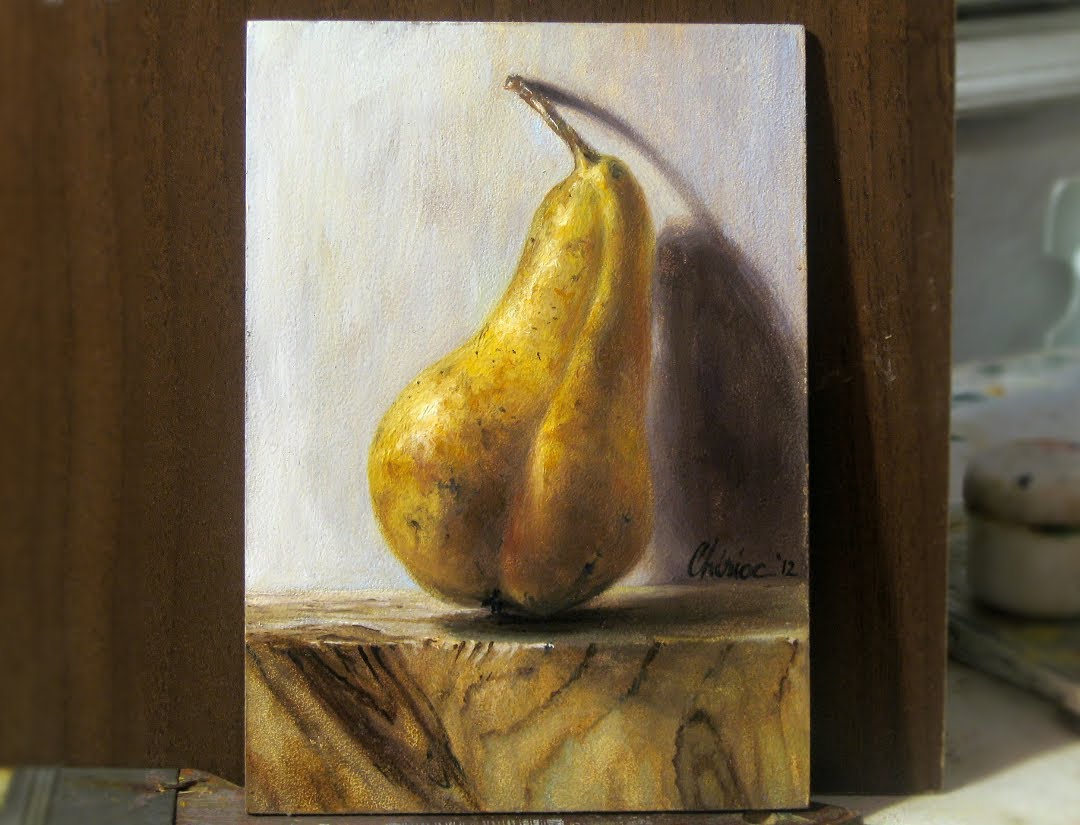 1080x825 Realist Oil Painting Video Time Lapse How To Paint A Realistic - Pear Oil Painting