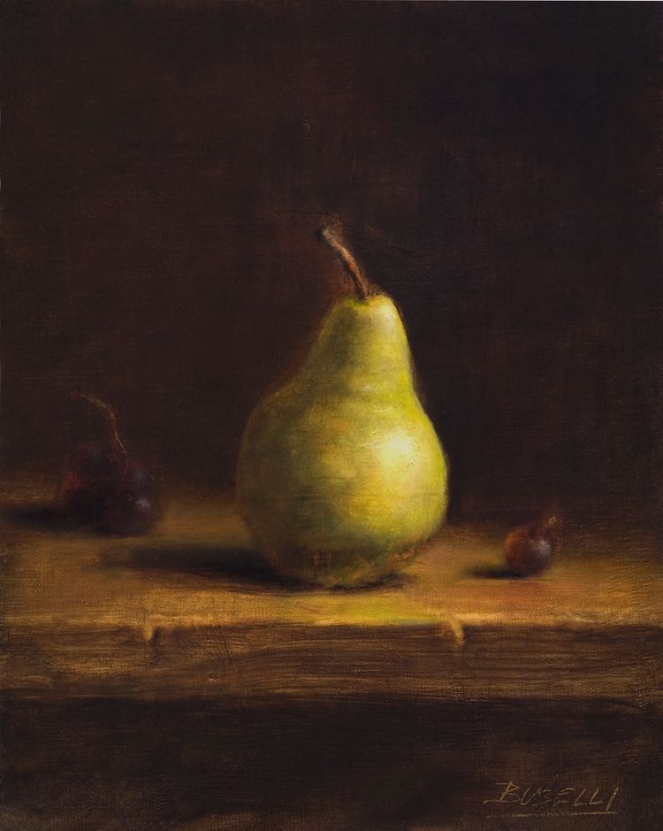 750x939 The Green Pear Oil On Linen 10 X 8 Ellen Buselli - Pear Oil Painting