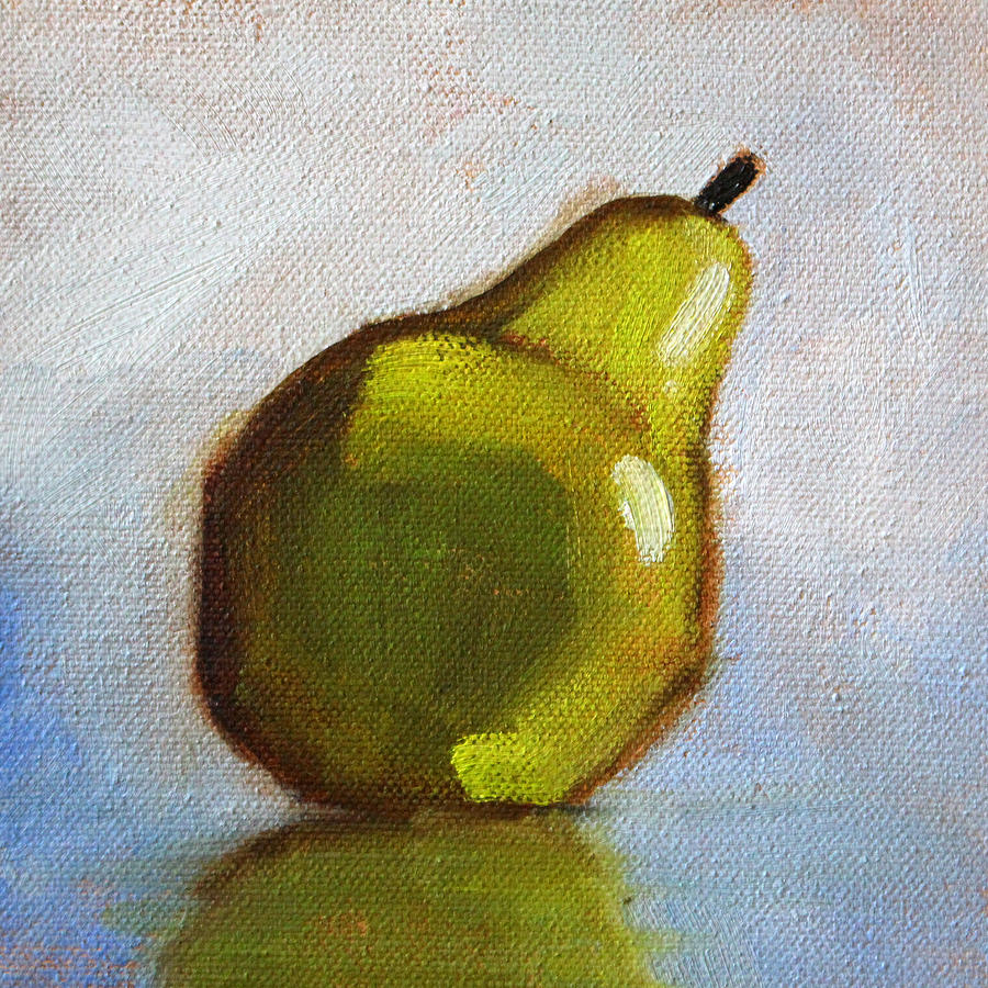 900x900 Minimalist Pear Painting Painting By Nancy Merkle - Pear Painting