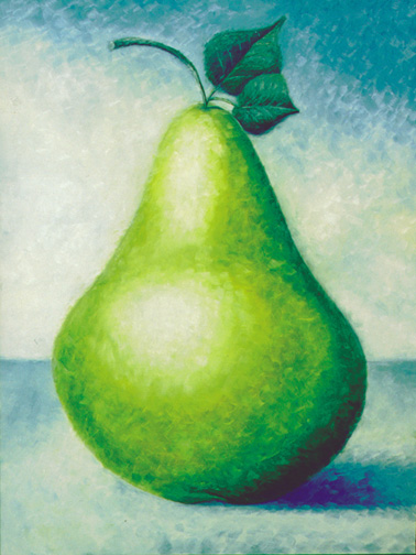 378x504 Blue Girl Crazy For Pears - Pear Painting