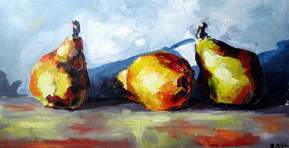 1000x512 Pears ( Still Life) Zlatko Music Art - Pear Still Life Painting