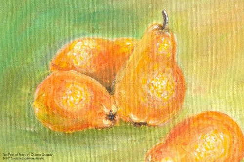 500x333 Two Pairs Of Pears, Original Still Life Painting - Pear Still Life Painting