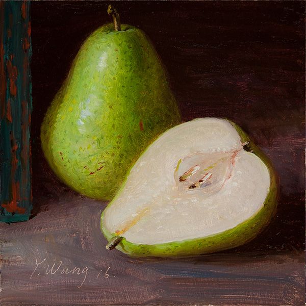 600x600 Wang Fine Art Pear Still Life Painting Daily Painting A Day Small - Pear Still Life Painting