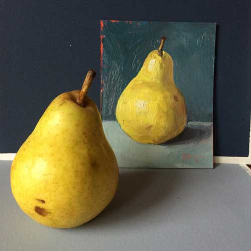 500x500 Golden Pear - Pear Still Life Painting