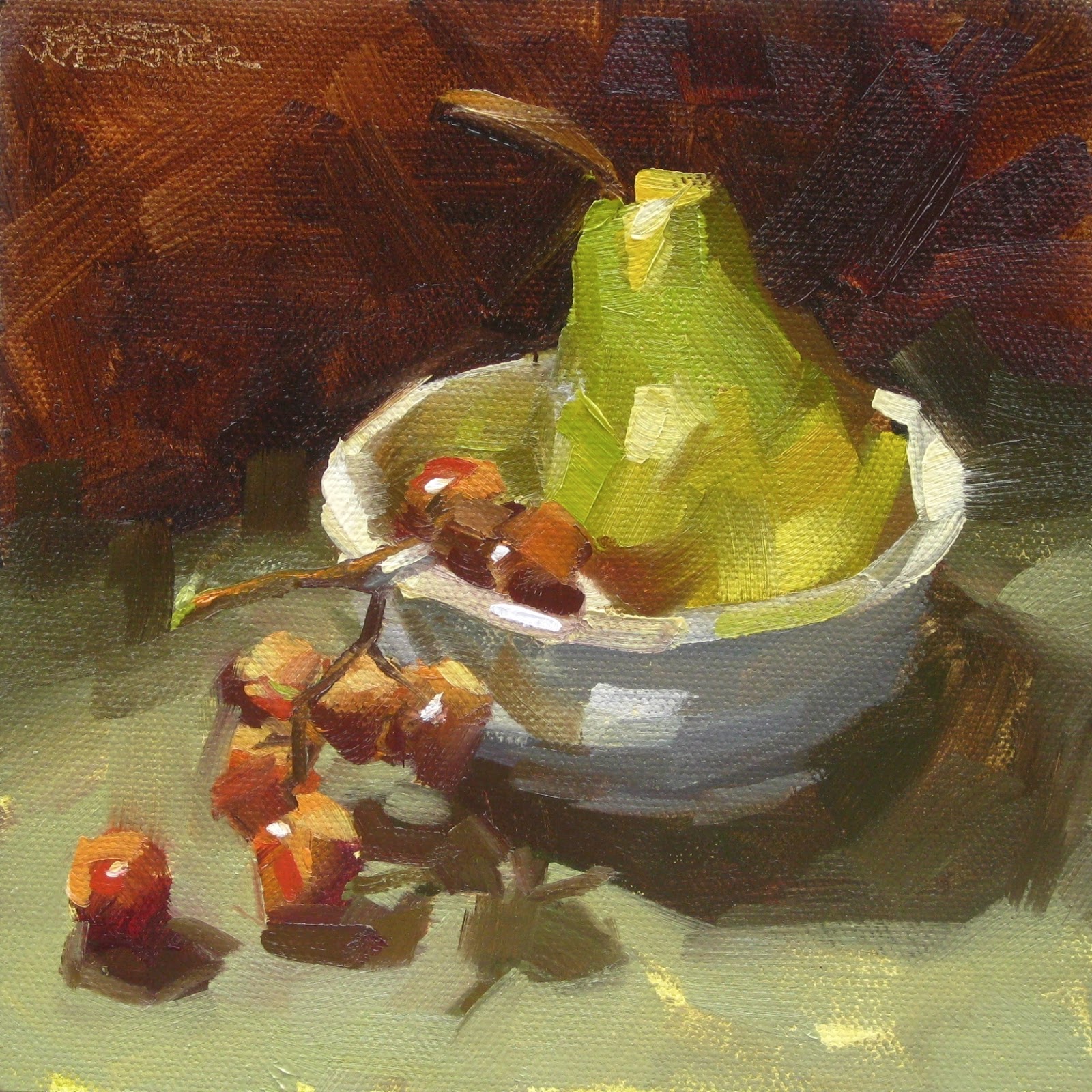 1600x1600 Karen Werner Fine Art Pear Amp Grapes A Still Life Painting In Oil - Pear Still Life Painting