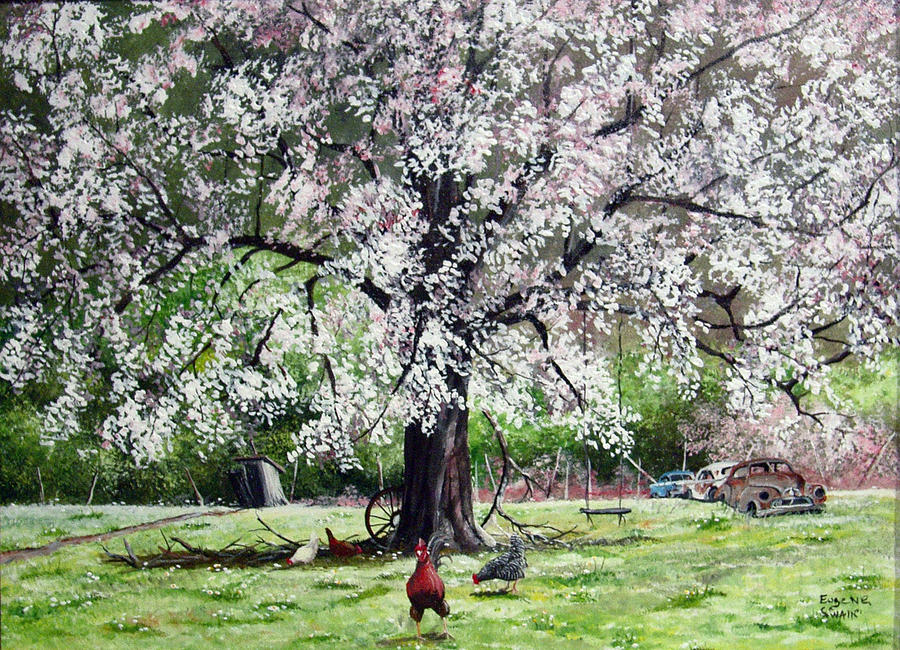 900x650 Pear Tree Painting By Eugene Swain - Pear Tree Painting