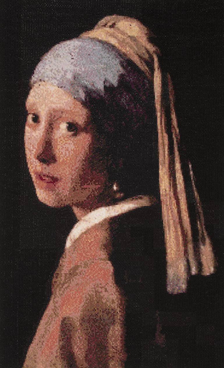 770x1263 Saatchi Art Girl With A Pearl Earring Painting By Luka Maghlakelidze - Pearl Earring Painting