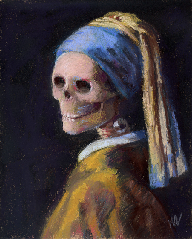 643x800 The Skelly With A Pearl Earring - Pearl Earring Painting