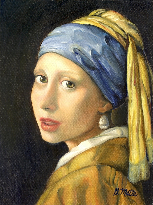 521x700 Girl With A Pearl Earring Painting By Gretchen Matta - Pearl Earring Painting
