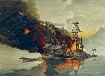 350x255 Naval History Blog Blog Archive One Flare, Or Two - Pearl Harbor Painting