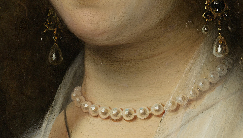 979x555 Maria Trip, Portrait, Rembrandt In Amsterdam, Drs. Kees Kaldenbach - Pearl Necklace Painting