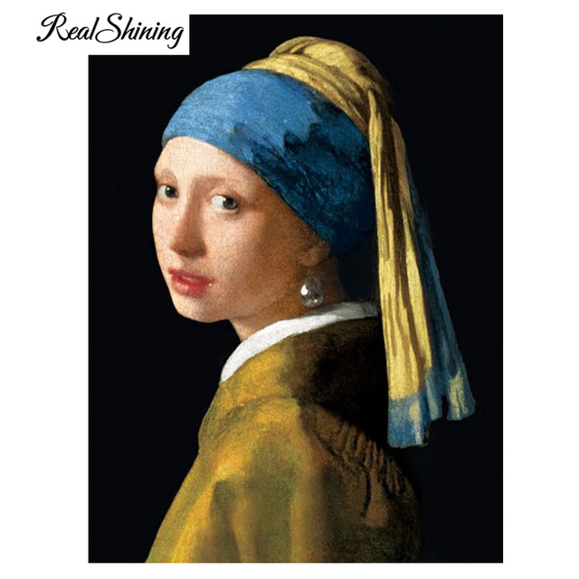 640x640 Realshining Diamond Embroidery Vermeer Girl With Pearl Necklace - Pearl Necklace Painting