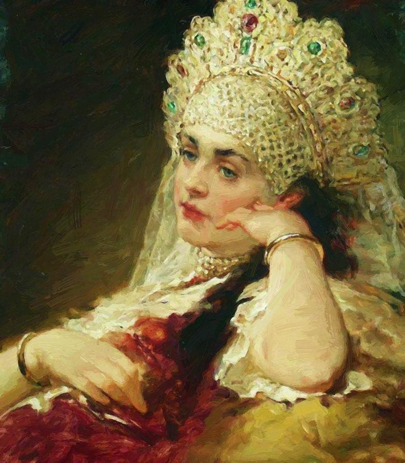 788x900 The Girl In Pearl Necklace Painting By Makovsky Konstantin - Pearl Necklace Painting