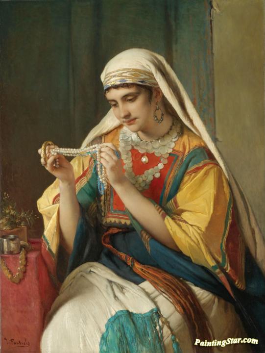 541x720 The Pearl Necklace Artwork By Jean Portaels Oil Painting - Pearl Necklace Painting